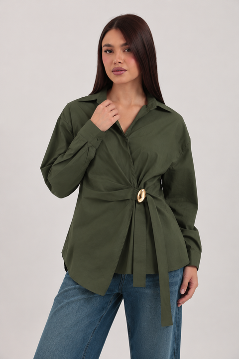 Asymmetric Buckle Shirt