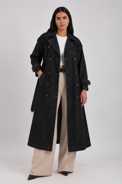 DENIM TRENCH COAT