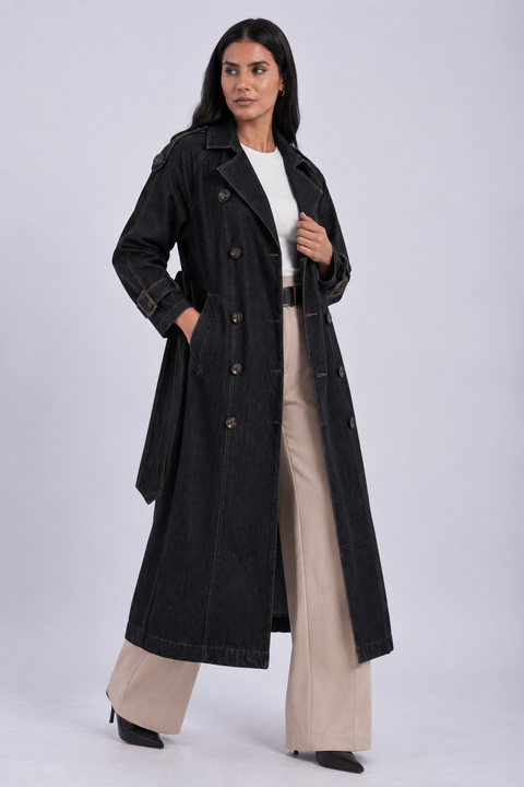 DENIM TRENCH COAT