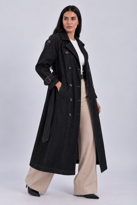 DENIM TRENCH COAT