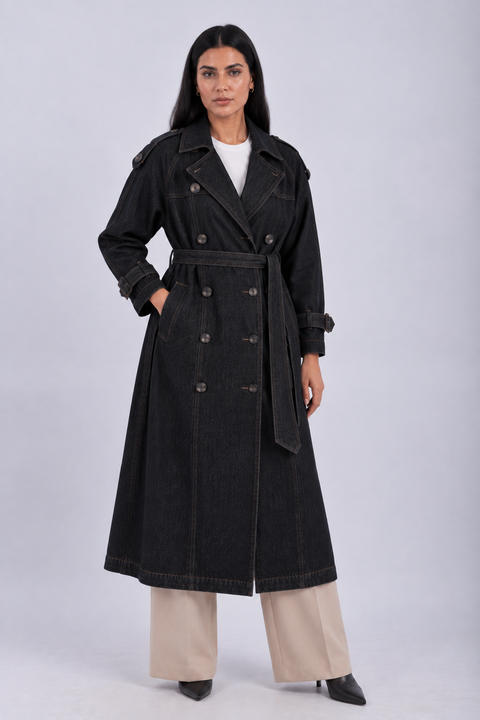 DENIM TRENCH COAT
