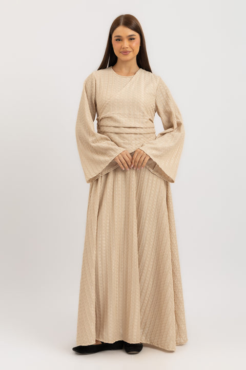 TEXTURED LACE-UP MAXI DRESS