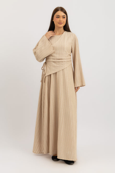 TEXTURED LACE-UP MAXI DRESS