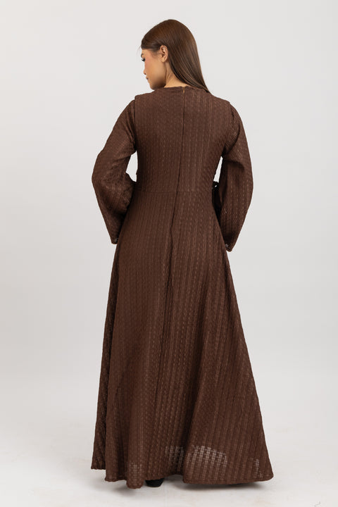 TEXTURED LACE-UP MAXI DRESS