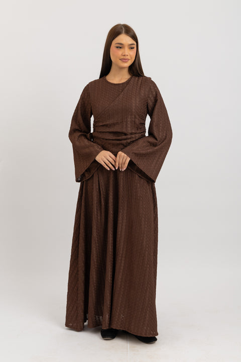 TEXTURED LACE-UP MAXI DRESS
