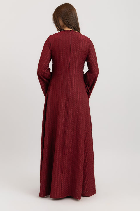 TEXTURED LACE-UP MAXI DRESS