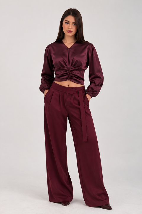Ruched Satin Blouse